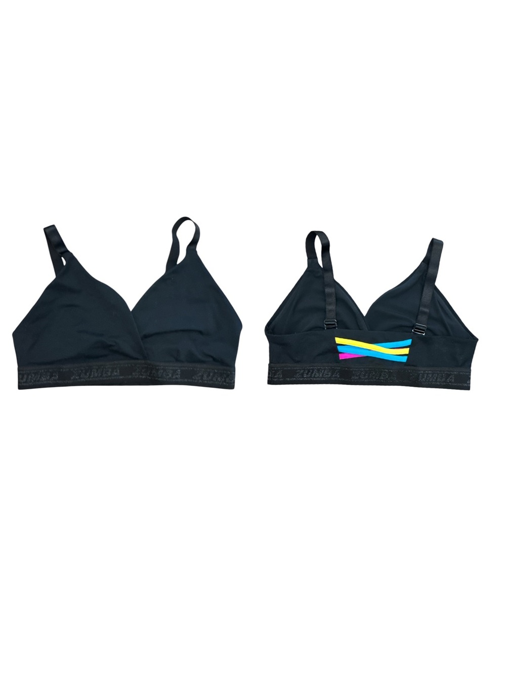 Zumba Fitness Black Sports Bra for Salsa Dancing Workout Running Activewear Gym